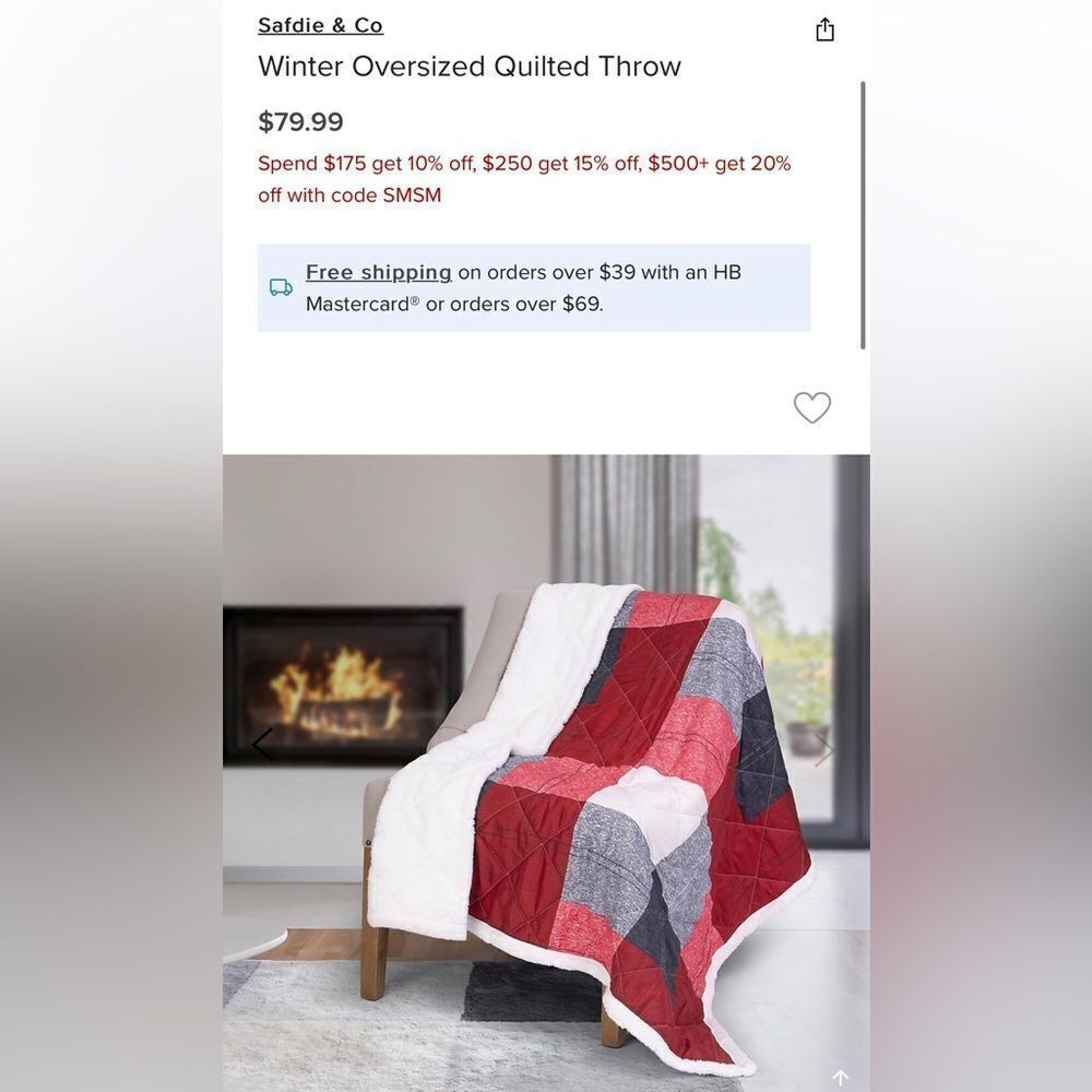 Safdie & Co

Winter Oversized Quilted Throw